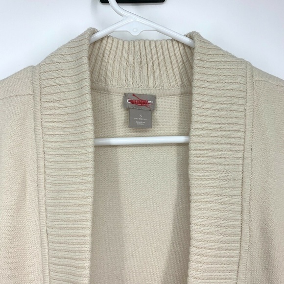 Chicos Pocket Sweater Vest Beige Sleeveless Ribbed Knit Cardigan - Picture 4 of 8